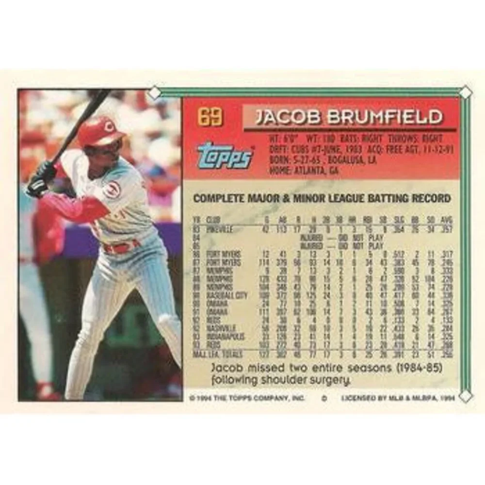 1994 Topps Jacob Brumfield # 69 Cincinnati Reds